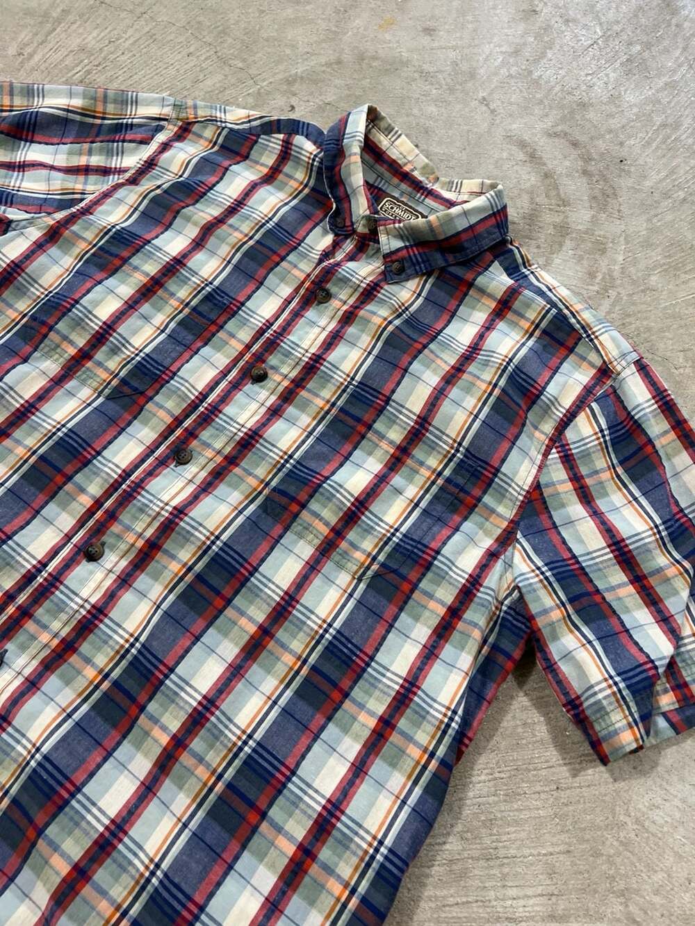 Vintage C.E. Schmidt Workwear Men's Short Sleeve Plaid Button Down Shirt Size L